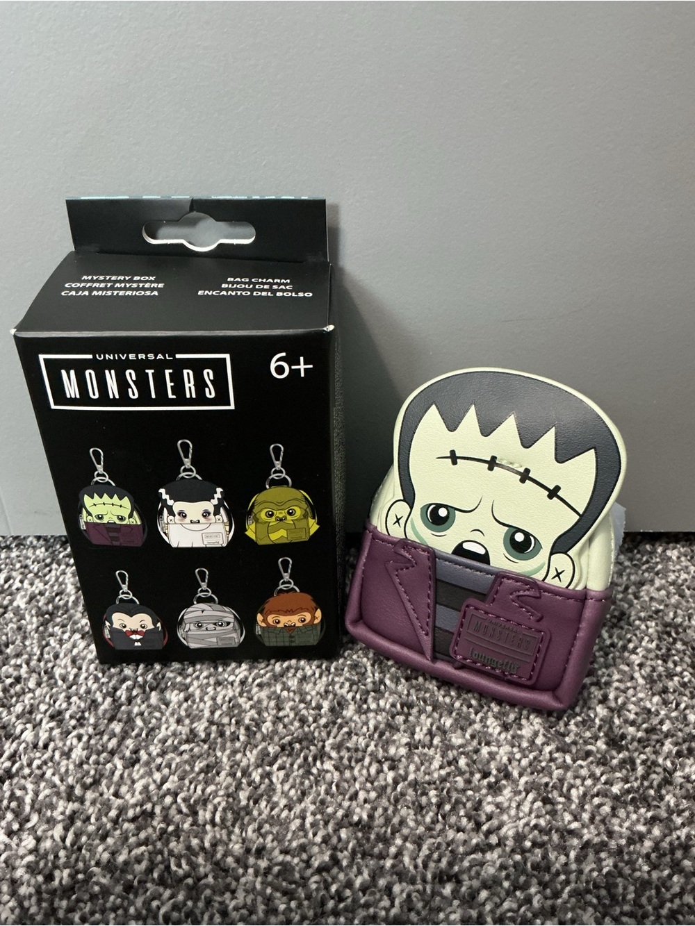 Loungefly Universal Monsters Frankenstein Mini Bag Charm - Green & Purple